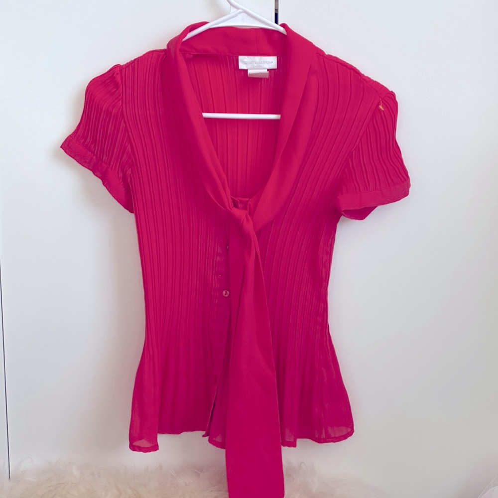 Worthington petite fuchsia tie blouse